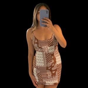 Patchwork pattern mini dress